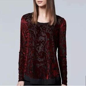 Elegant Red Velvet Women's Top
